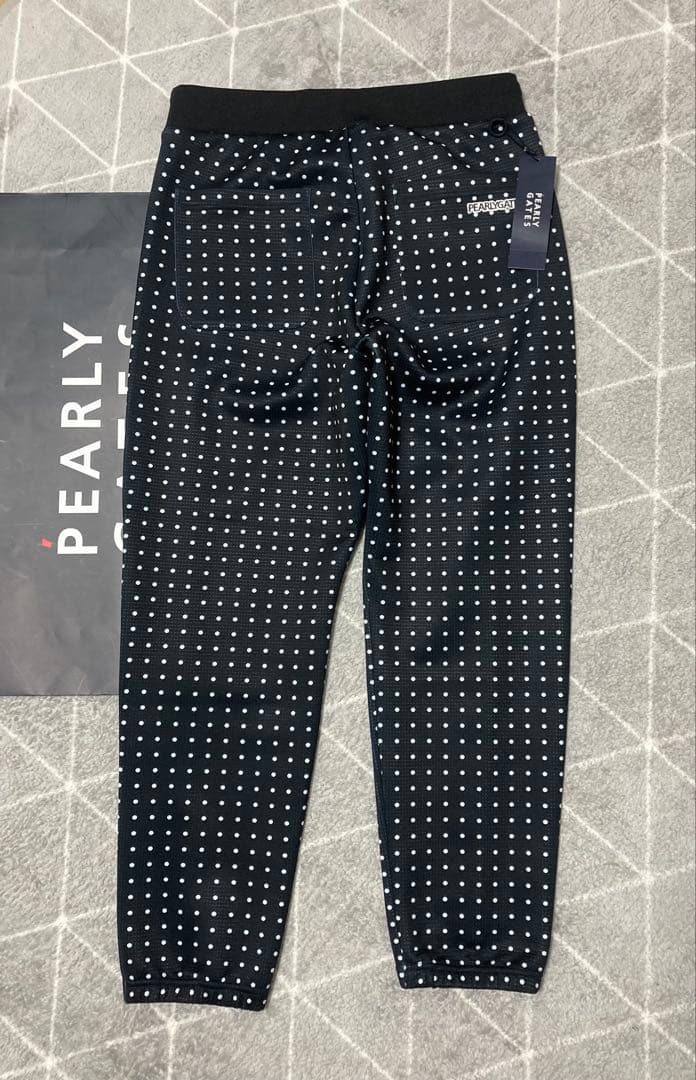 新品 パーリーゲイツ ダブルフェイスジョガーパンツ ミニドット柄(5)L/濃紺