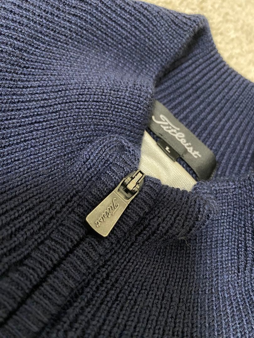 【美品】Titleist タイトリスト ニットブルゾン L ネイビー 裏地付き