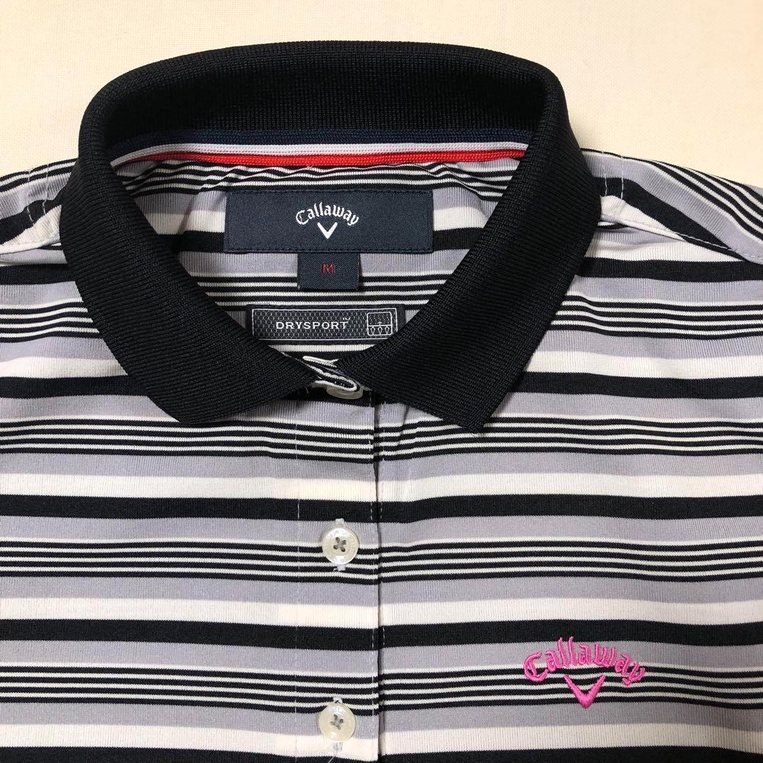 CALLAWAY キャロウェイ 半袖 ポロシャツ グレー ボーダー Mサイズ