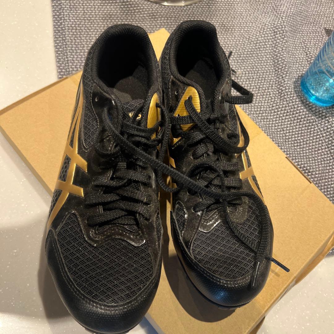 ASICS EFFORT ブラック/ゴールド スパイク　25.5cm 陸上
