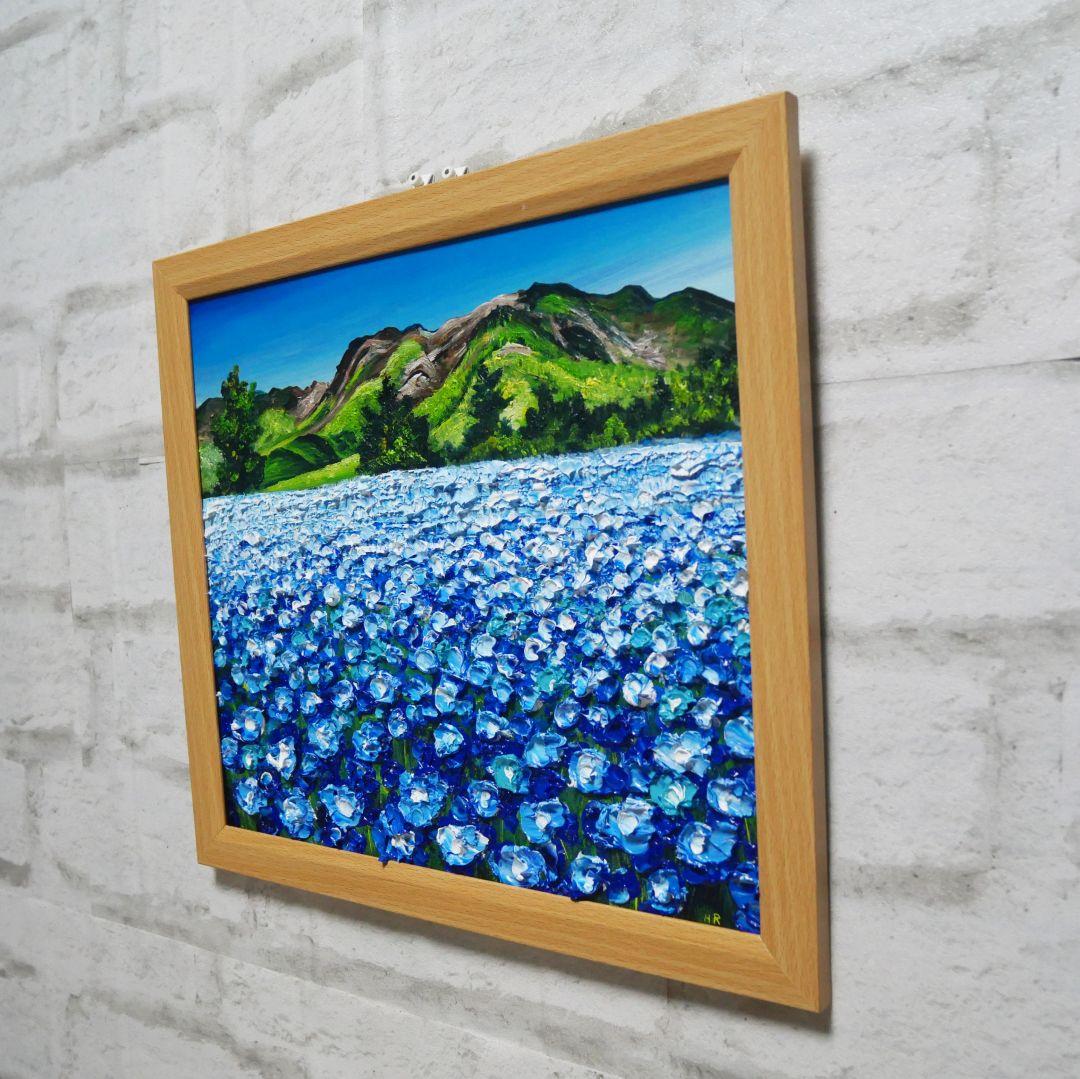 油絵 油彩 油彩画 絵画 絵【くじゅう連山と青い花】