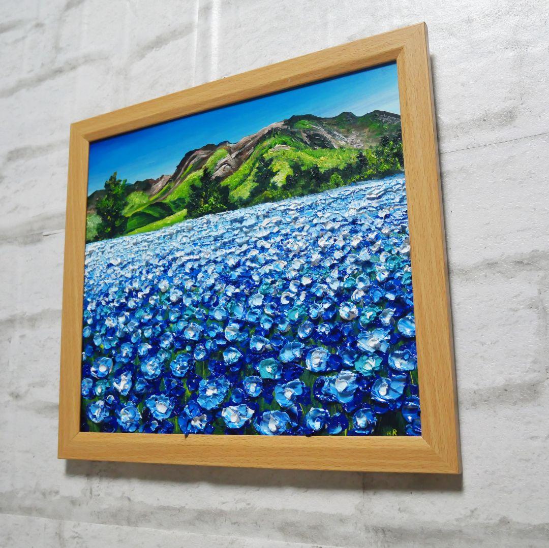 油絵 油彩 油彩画 絵画 絵【くじゅう連山と青い花】