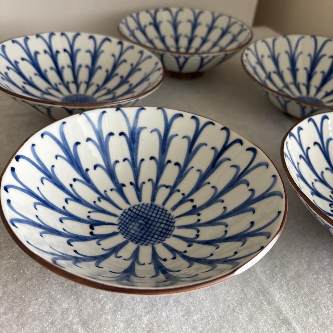 京焼　清水焼　平安岩華　岩華窯　皿　平鉢　五寸平鉢　菊割　5枚セット