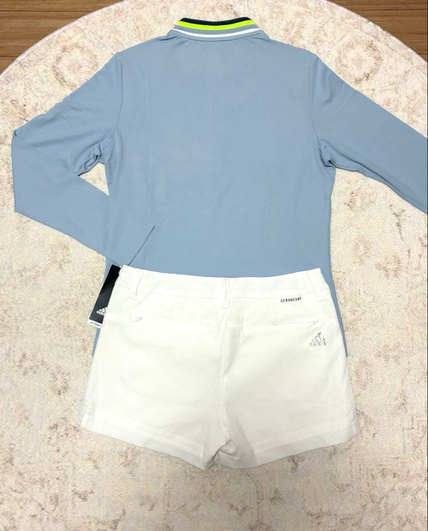 新品L！アディダスゴルフ 春夏セットアップ 高機能モックネック×ショートパンツ
