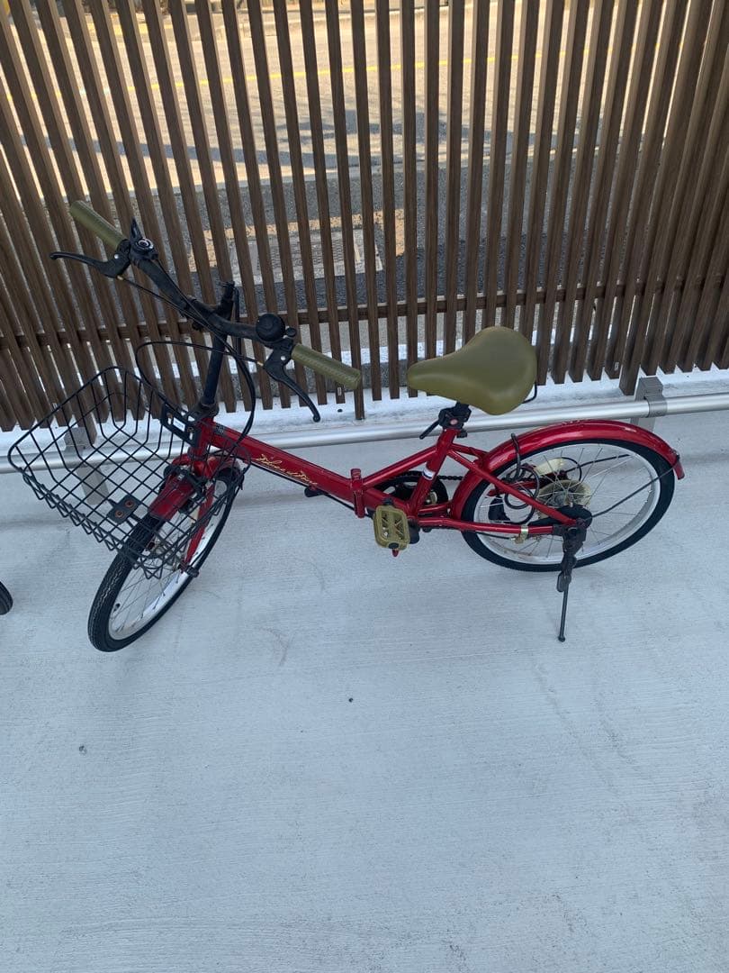 20インチ　折りたたみ自転車本体　赤　アイジュサイクル　スリーストーン