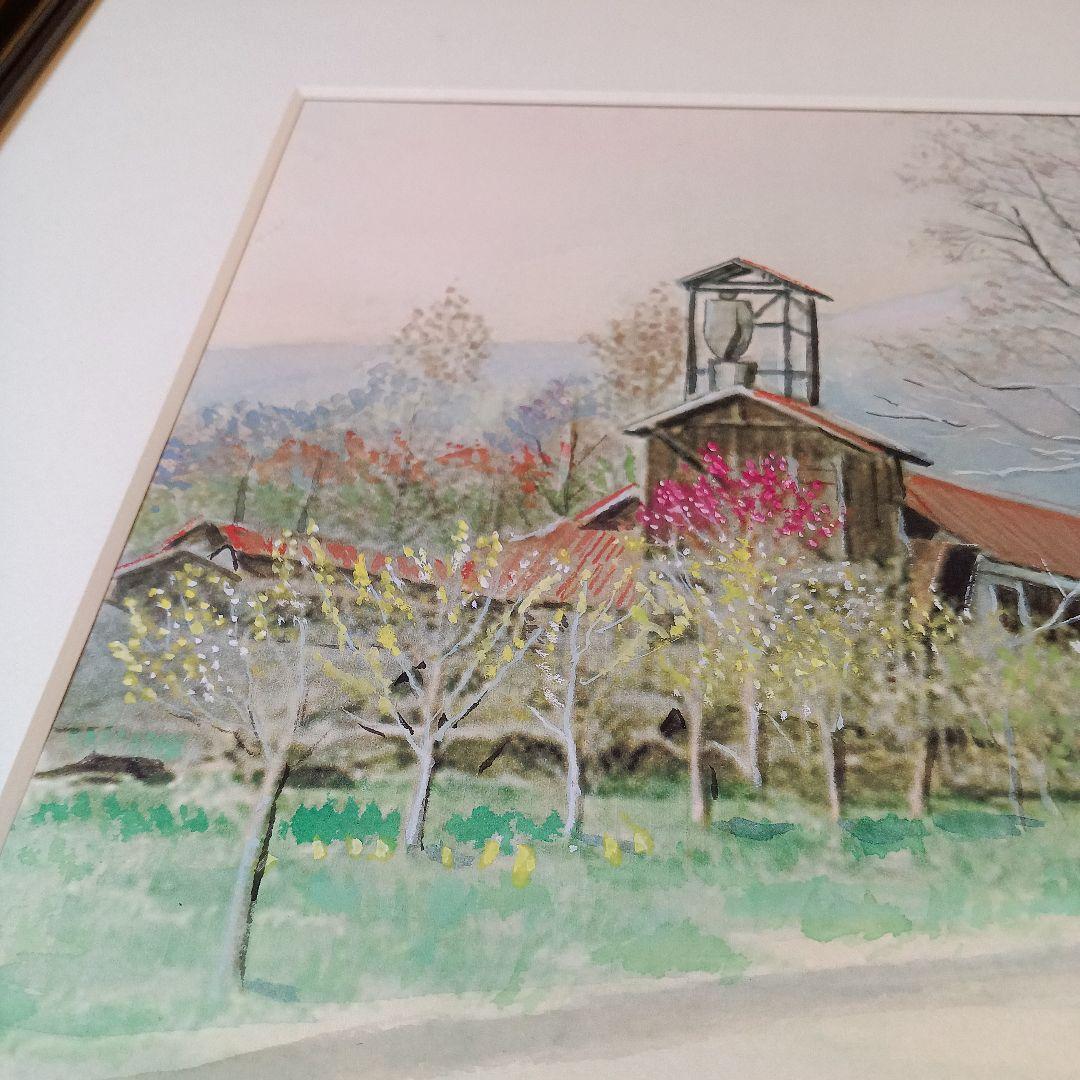 小岩井農場　 水彩画　洋画家「中原佳雄」　岩手山と自然風景