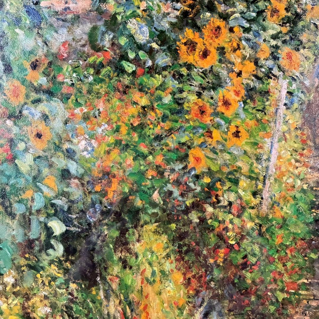 美品 クロード・モネ「ヴェトゥイユの画家の庭」複製画 豪華額装 世界の名画