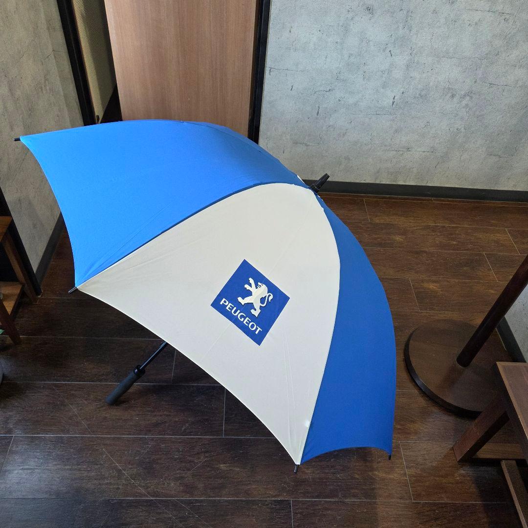 PEUGEOT　ゴルフ傘　プジョー　ブランドロゴ　青　白　美品