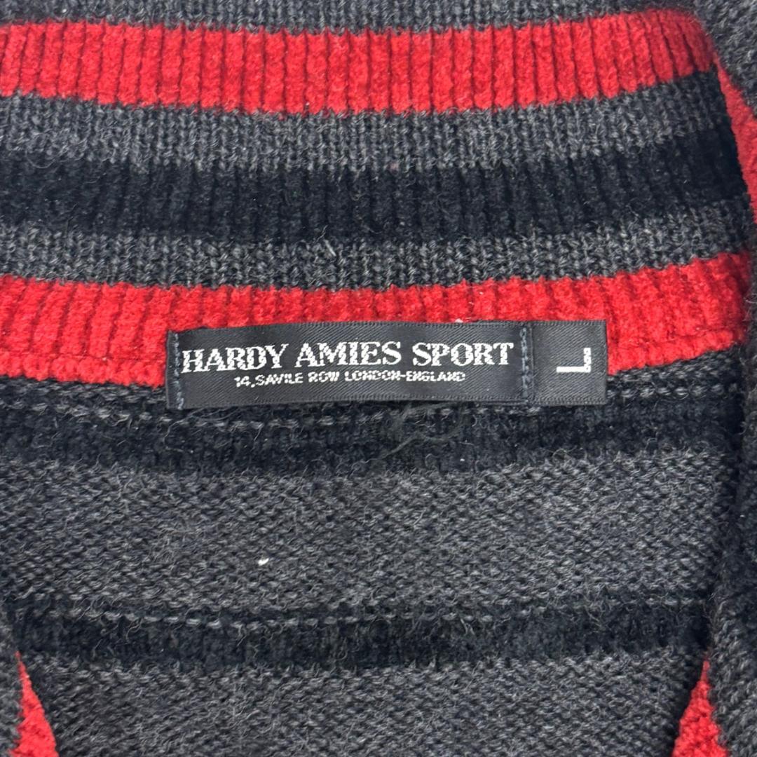 ハーディエイミスポーツ　ハーフジップ　ニット　L　刺繍　ボーダー　ゴルフ