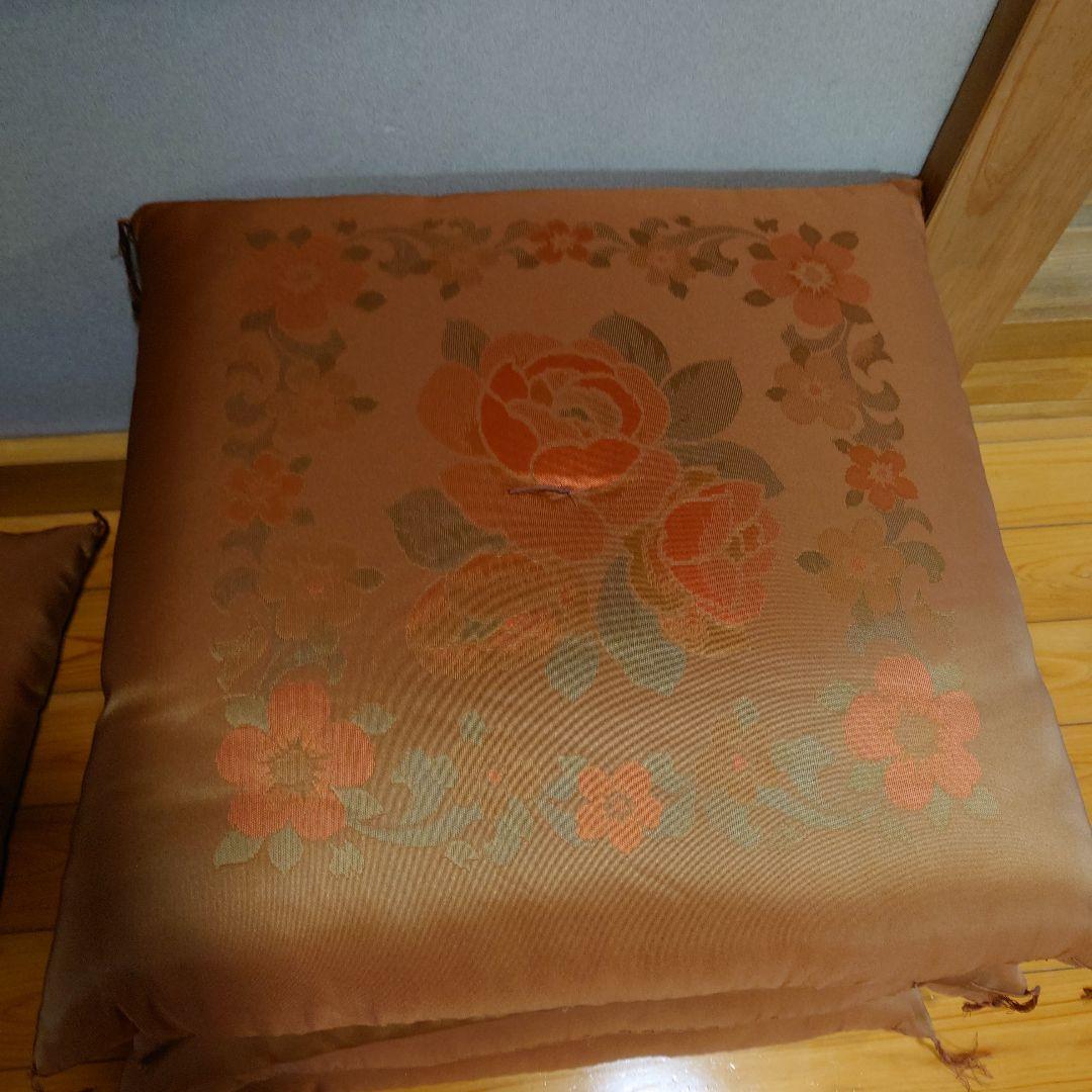 座布団　高級座布団　和座　正絹　5枚組　茶色　椿