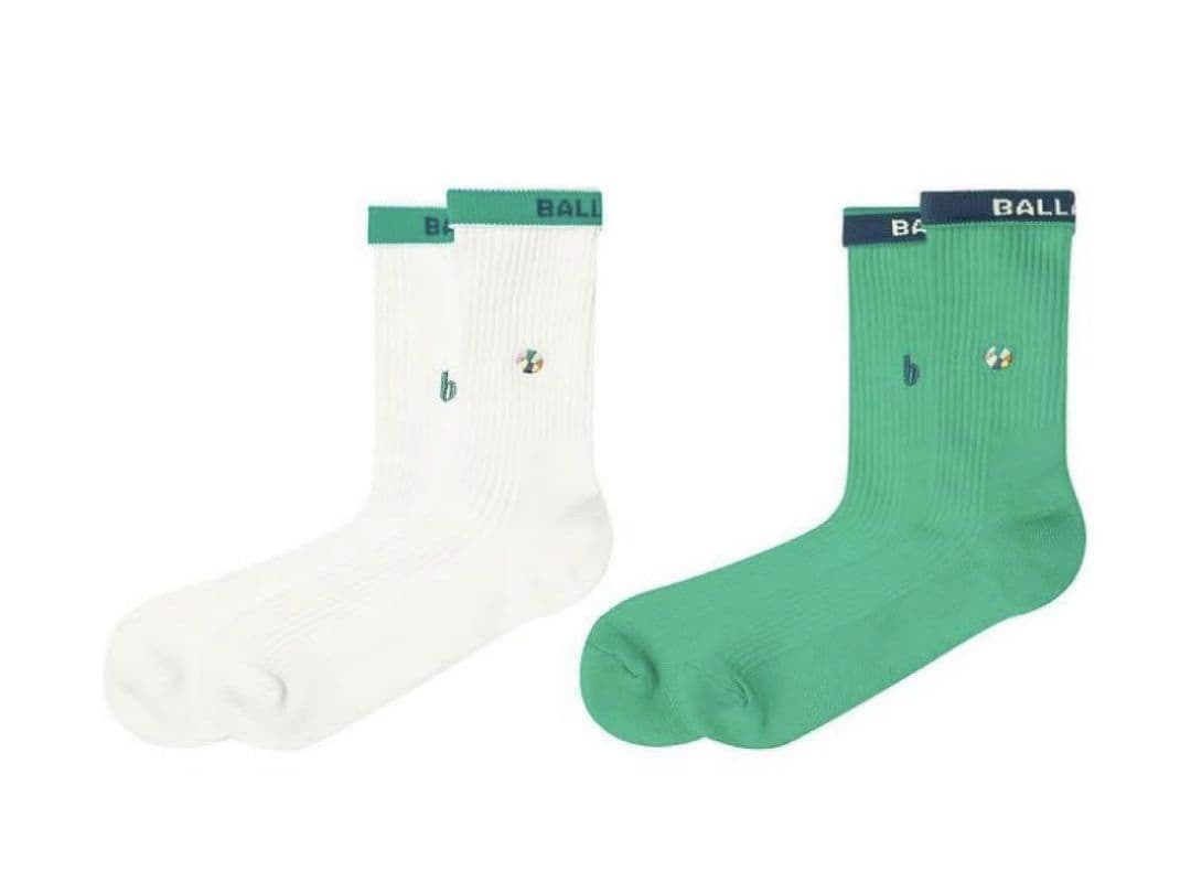 b Socks (white,green) ボーラホリック　ソックス