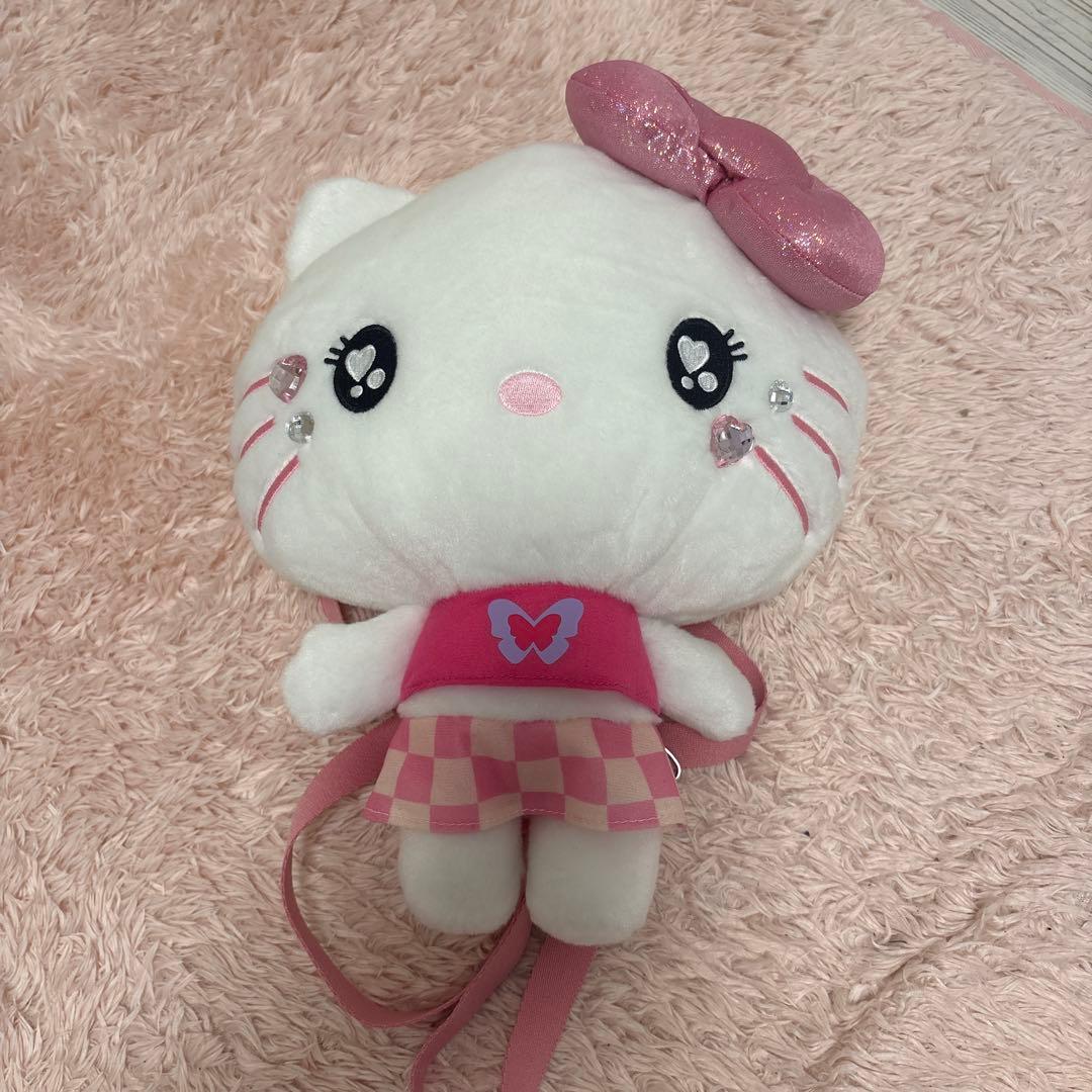 ハローキティ ぬいぐるみ リュック バッグとヒョウ柄キティファンキャップセット