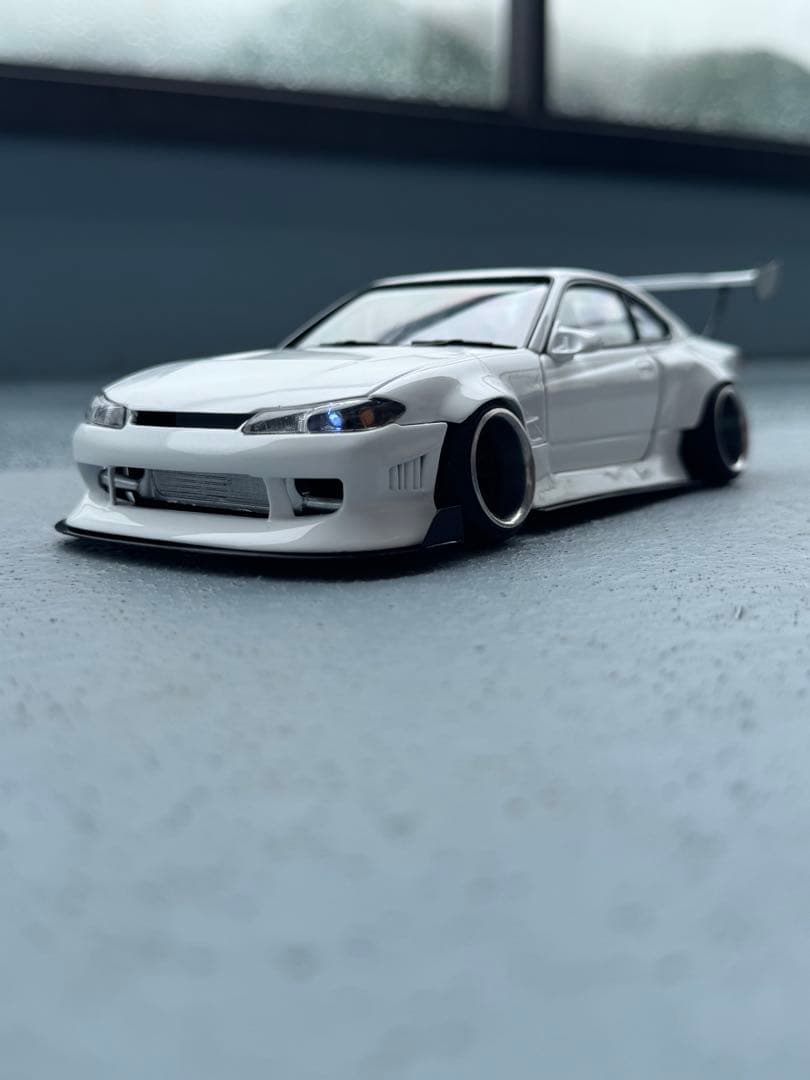 S15シルビア プラモデル完成品 オリジン(雷神)エアロ BCLウィング 深リム