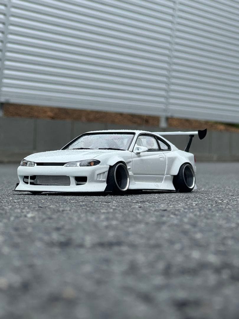 S15シルビア プラモデル完成品 オリジン(雷神)エアロ BCLウィング 深リム