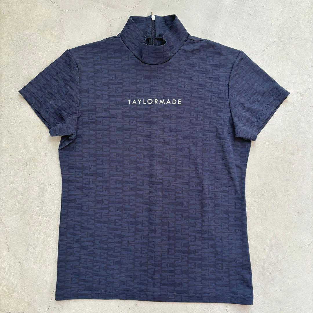 【極美品】TaylorMade モノグラム 総柄 半袖モックネックシャツ 紺 M