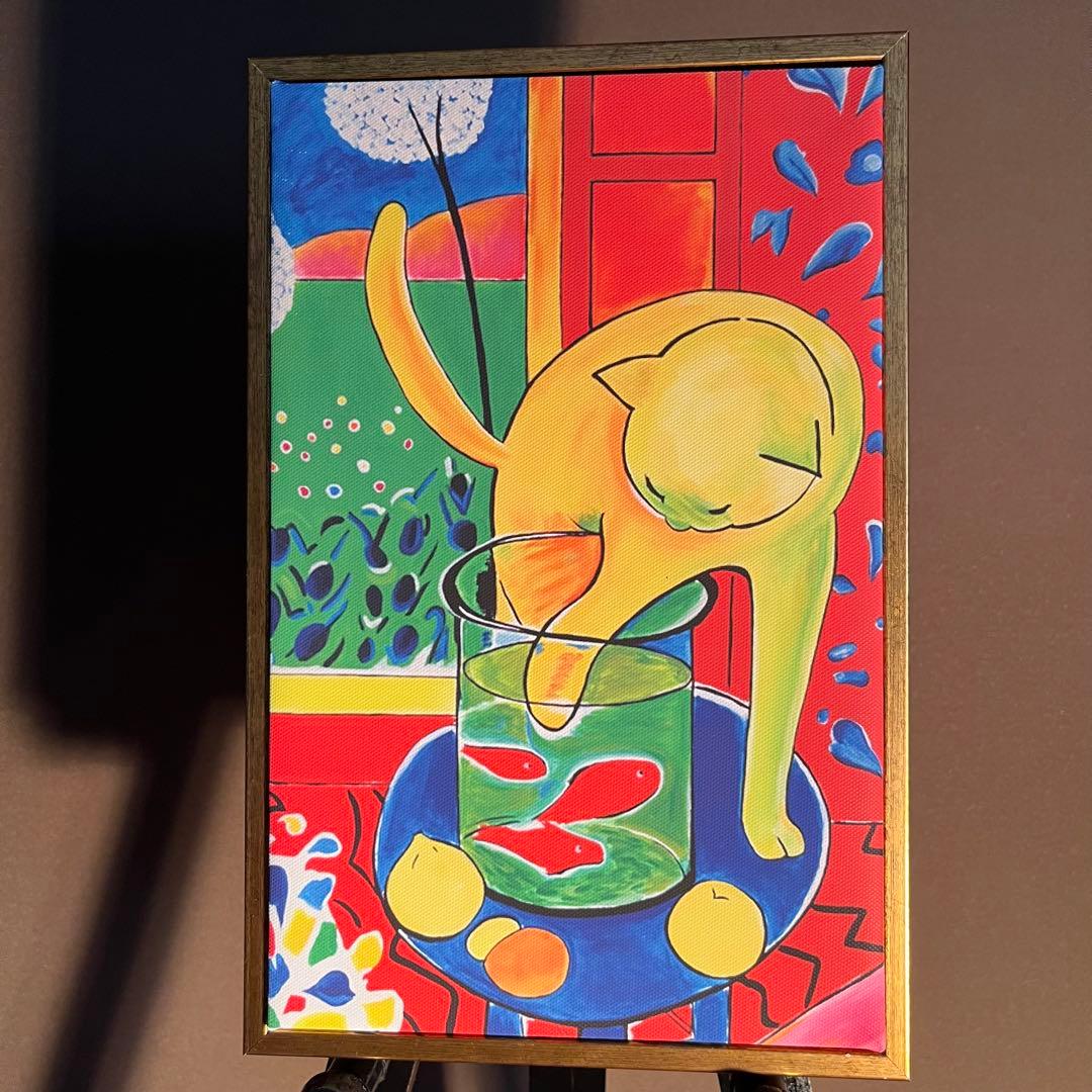 キャンバス プリントアート いたずらねこ インテリア 額付き 絵画