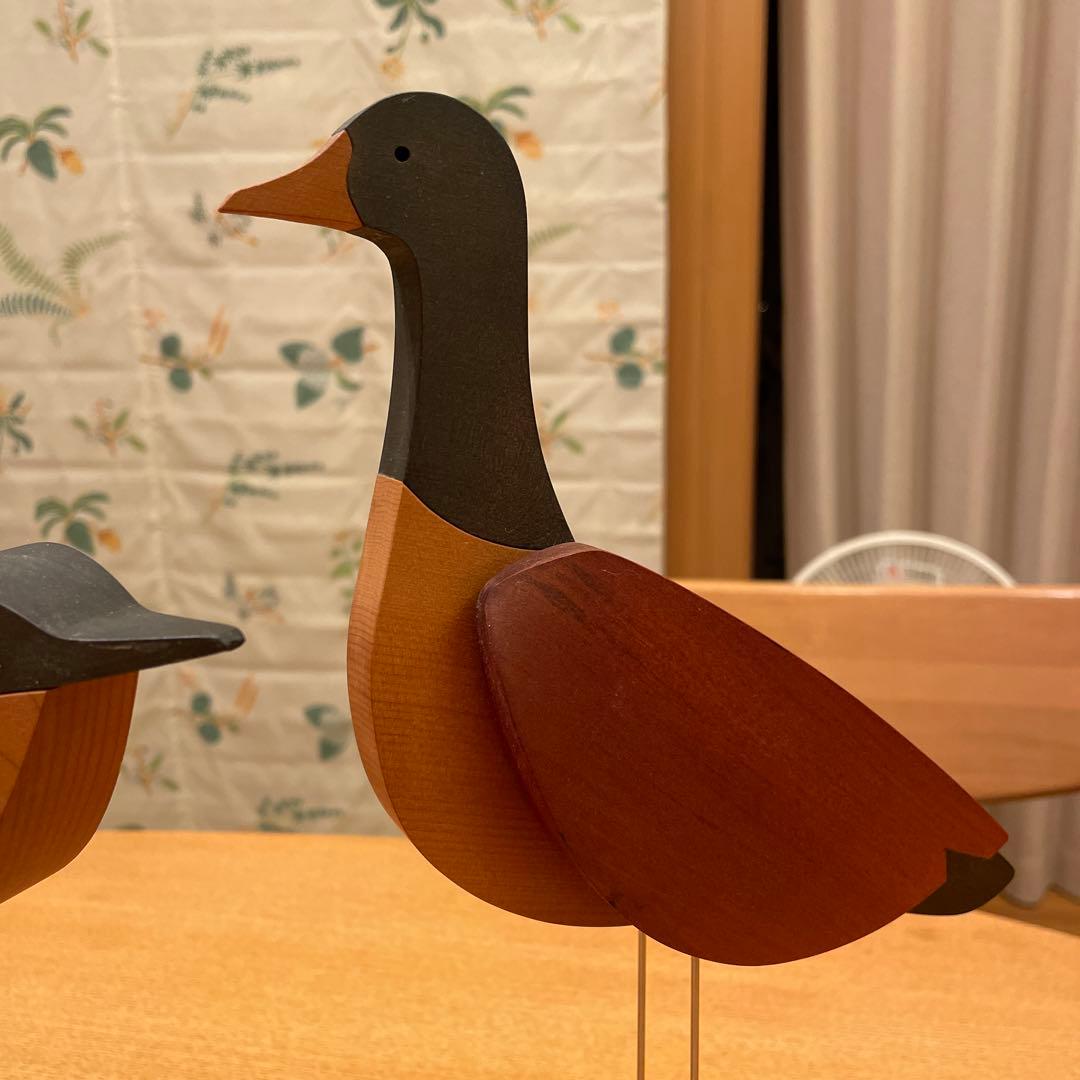 木製 鳥 2羽 揺れる置物
