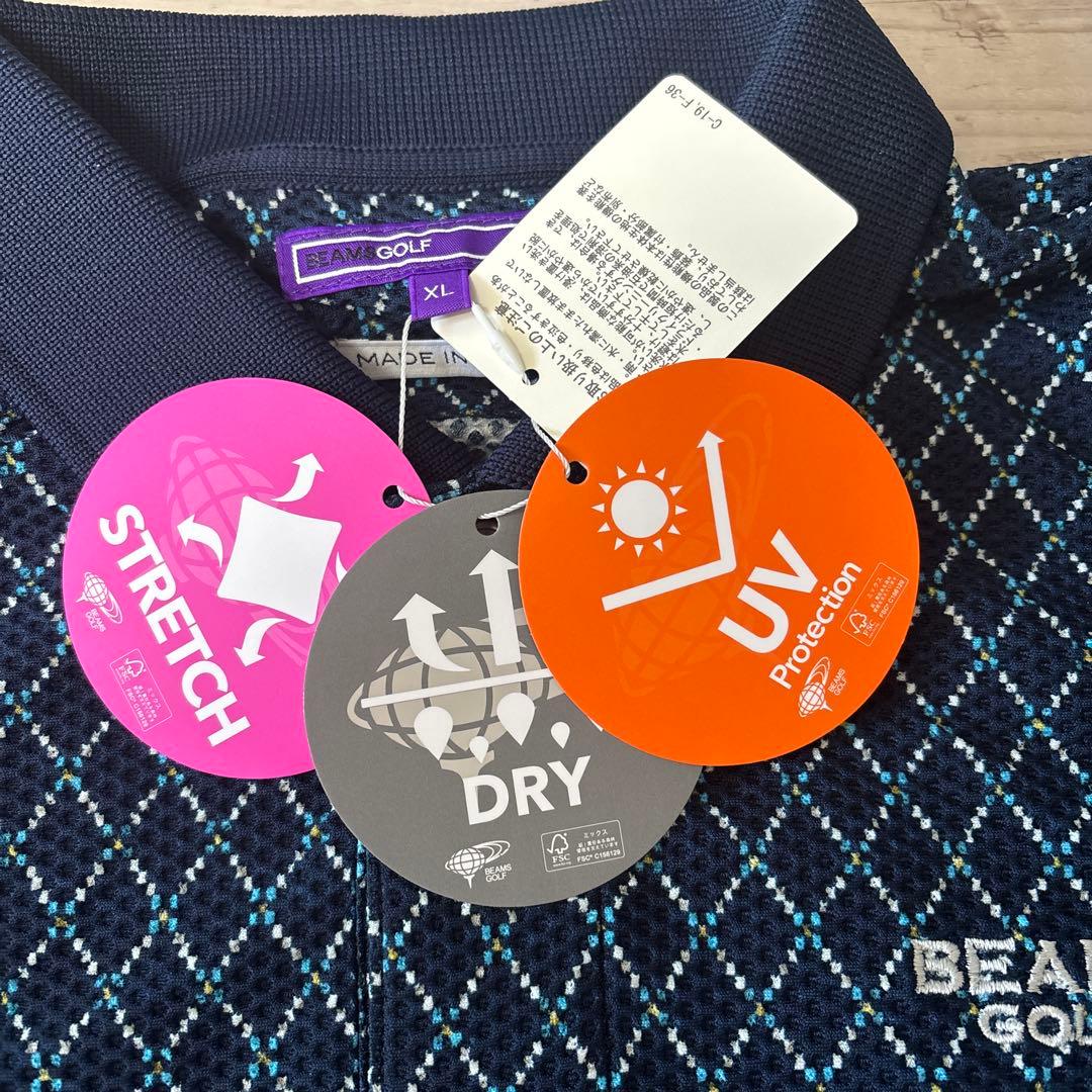 BEAMS GOLF PURPLE LABEL アーガイル ストレッチポロシャツ