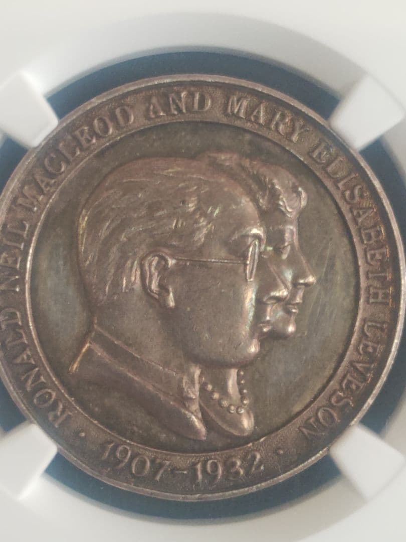 1932年 英　銀婚式記念 銀メダル 31mm NGC鑑定