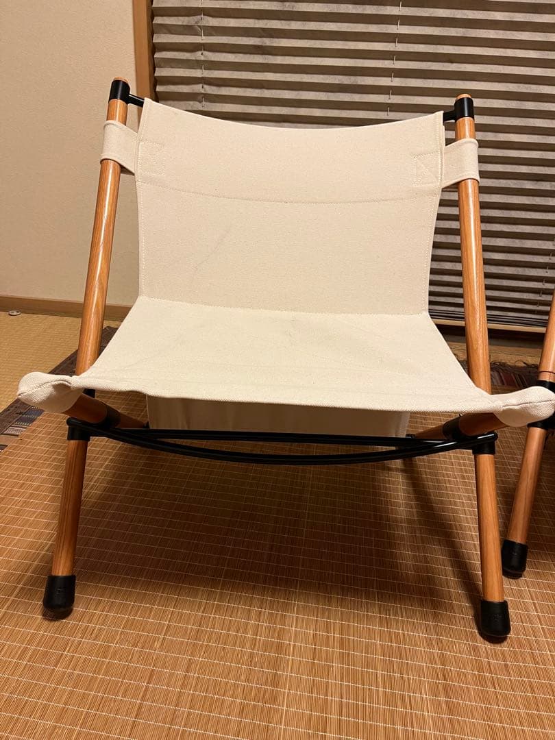 Hangout北欧風ホワイトキャンバス折りたたみチェア2脚セット　キャンプ