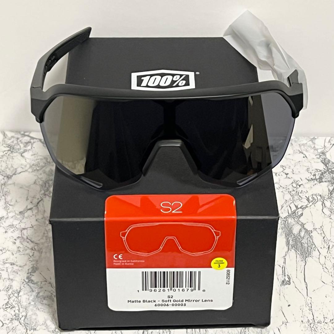 100% ワンハンドレッド サングラス S2 マットブラック ゴールドミラー