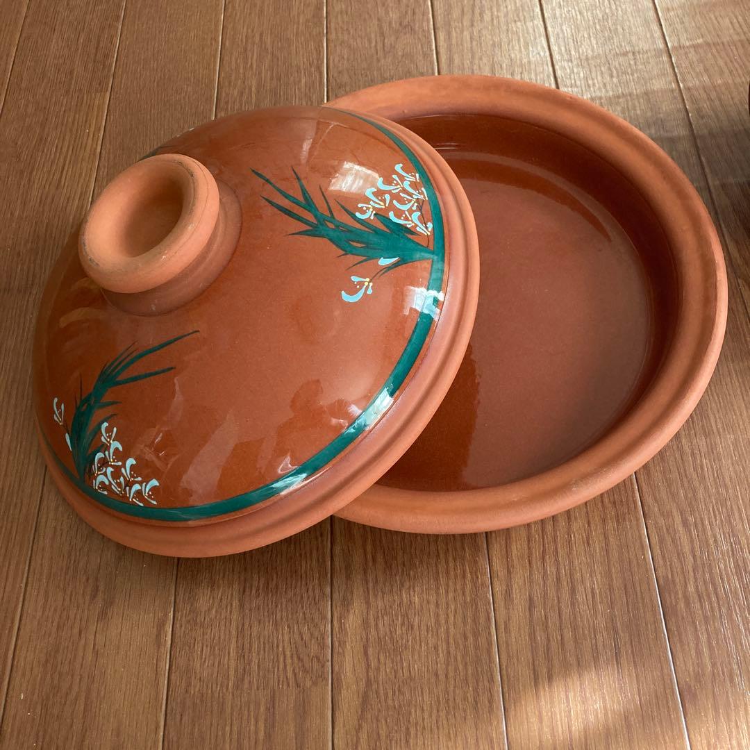 メキシカン　陶器製 花柄鍋セット 大小2点