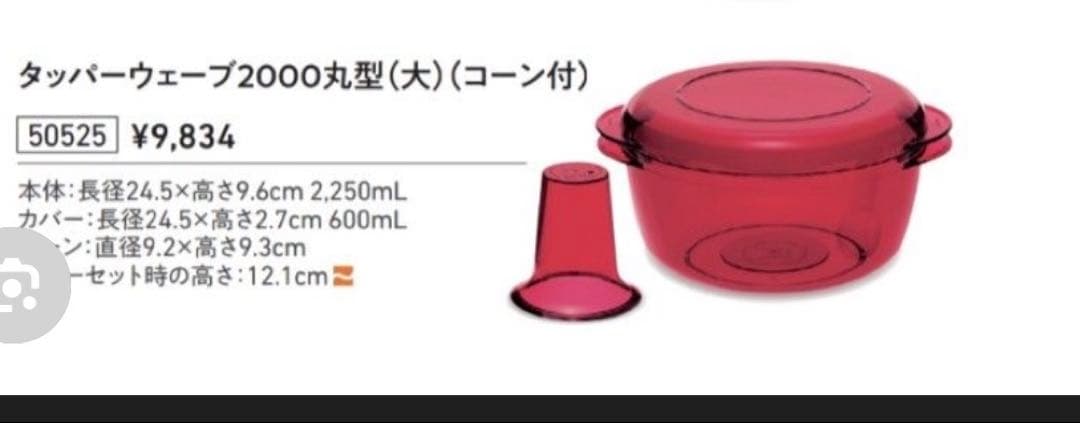 タッパーウェーブ 2000丸型（大） コーン付