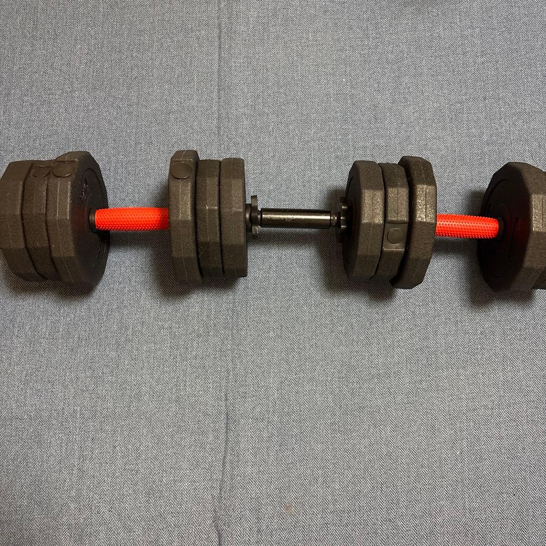 可変式ダンベルセット 黒・赤20キロ　筋トレセット