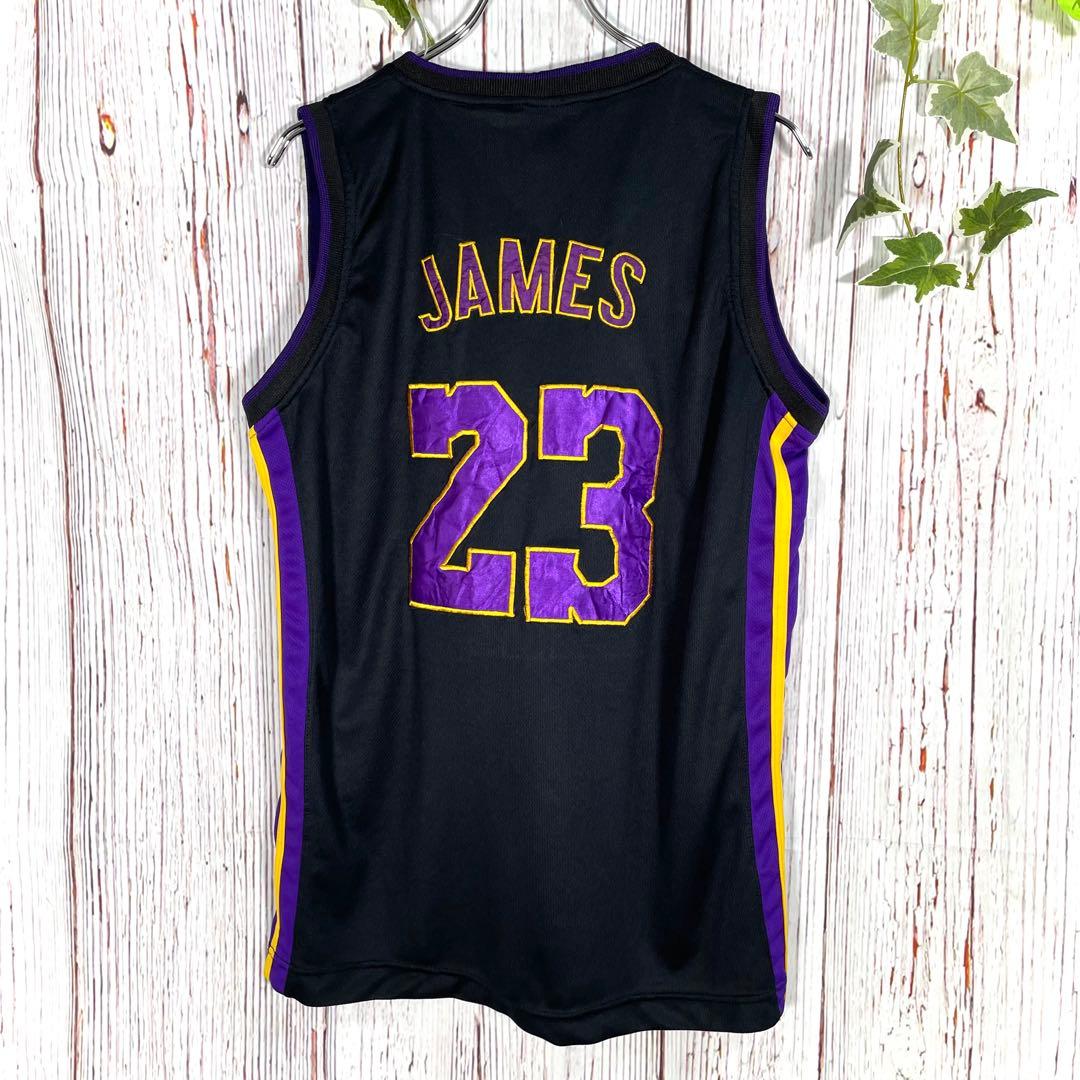【美品】NBA バスケットボール　ゲームシャツ　ロサンゼルスレイカーズ　黒23番