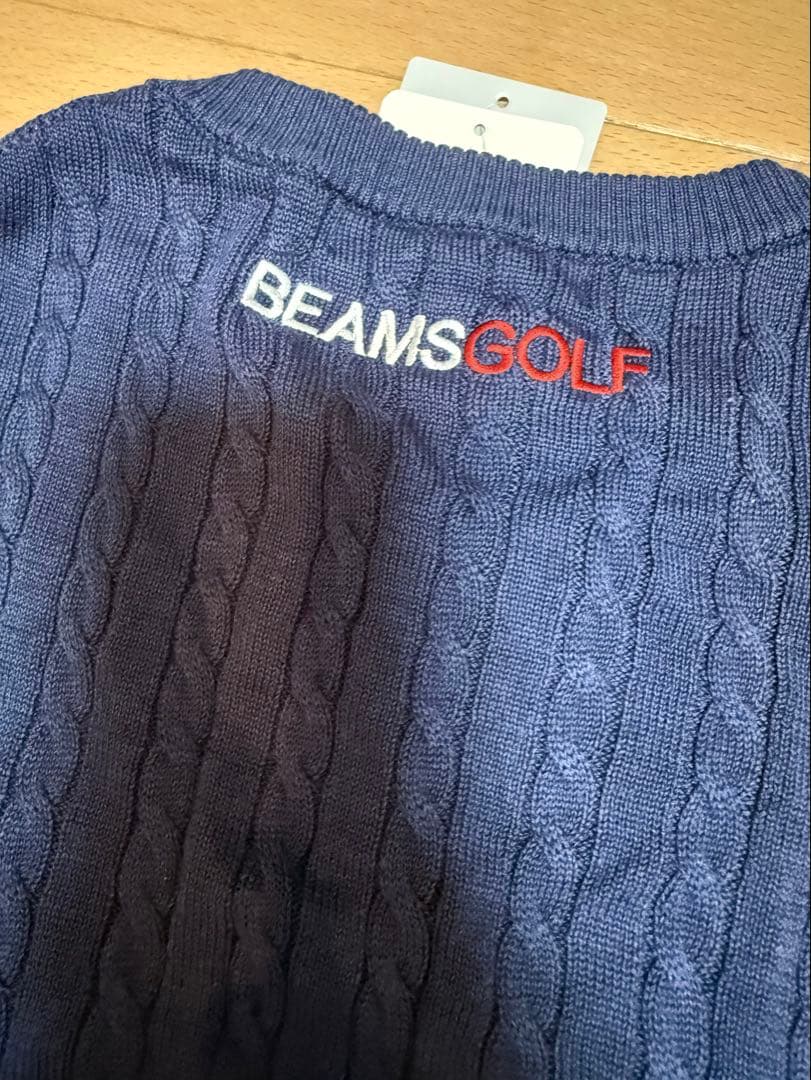 BEAMS GOLF ネイビー ケーブルニット M
