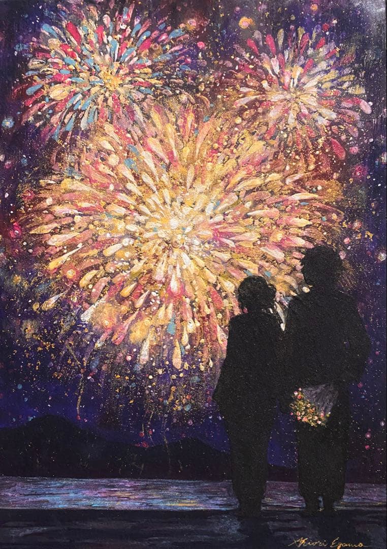 【絵画　原画・一点物】花火　江川史織作|日本画｜インテリアアート