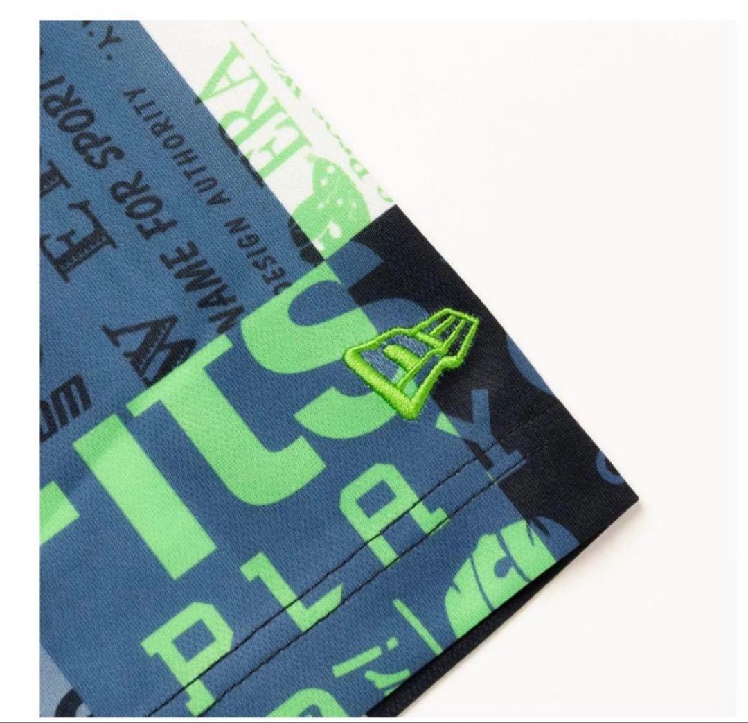 NEW ERA 半袖ミッドネック Tシャツ アーカイブオールオーバーロゴネイビー