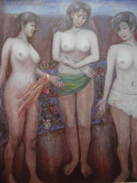 田口 正子 【語らい】 希少画集画、状態良好、新品高級額装付