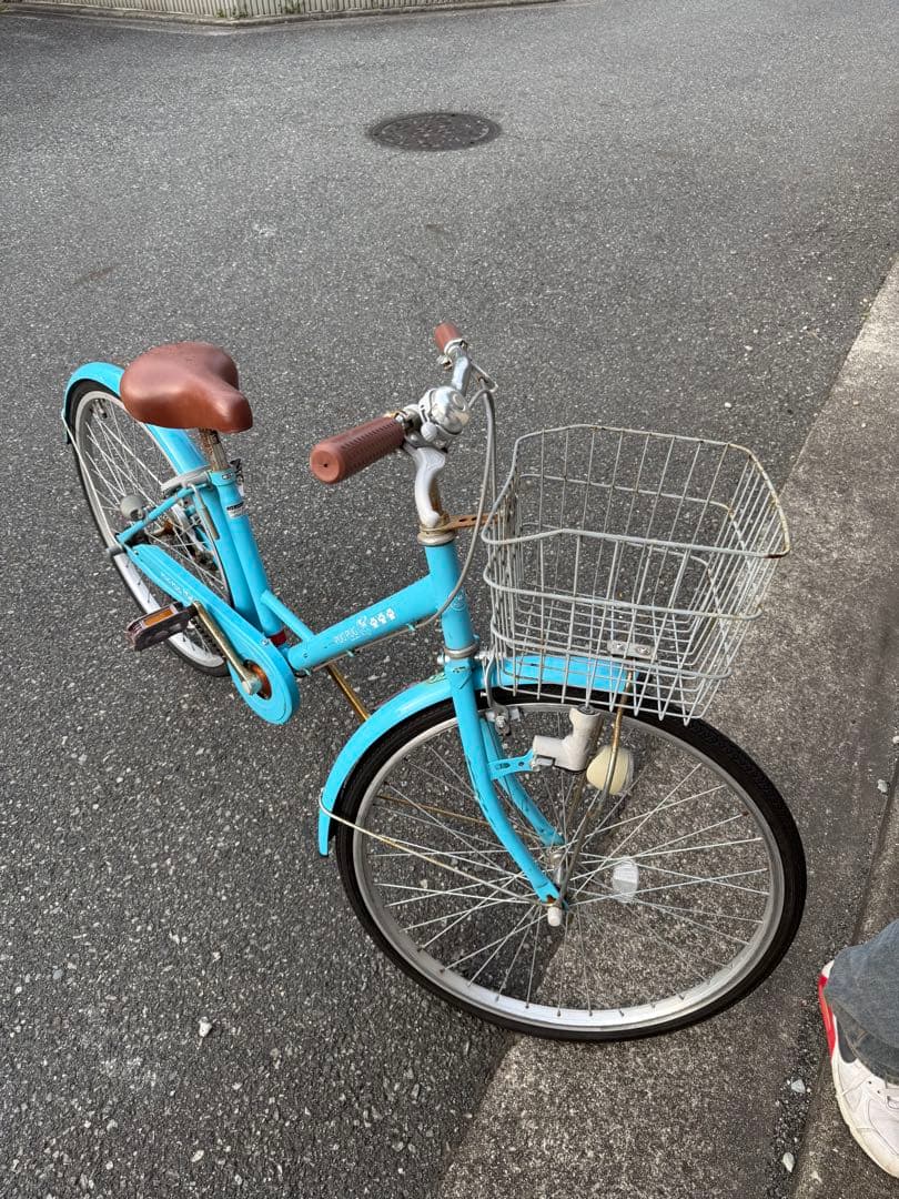 キッズ用自転車 水色 ブラウンのサドル24インチ 引き取りのみ(最終値下げ)
