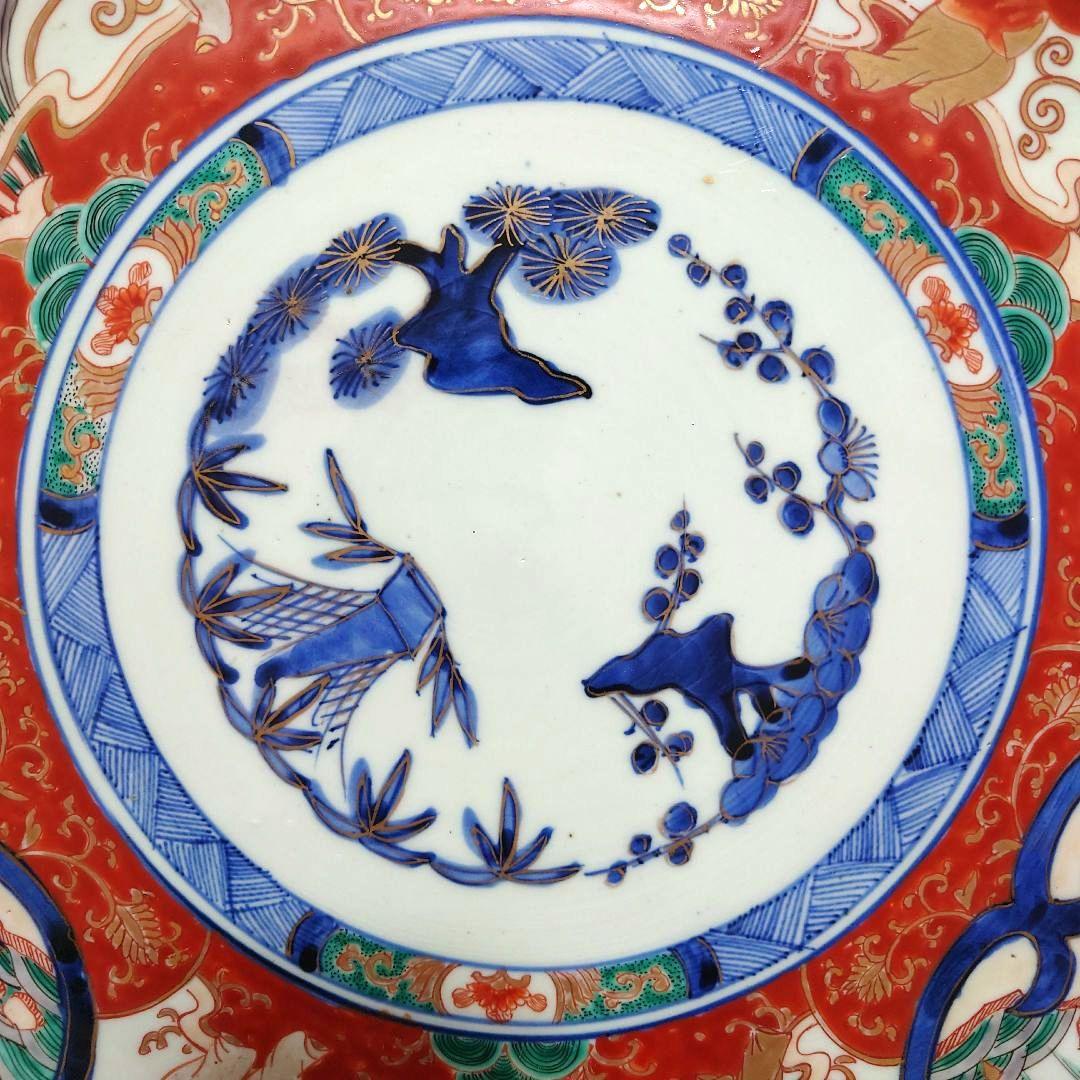 大値下げ⚫希少特大皿⚫古伊万里色絵松竹梅花唐子図大皿⚫直径約46.5cm大正時代
