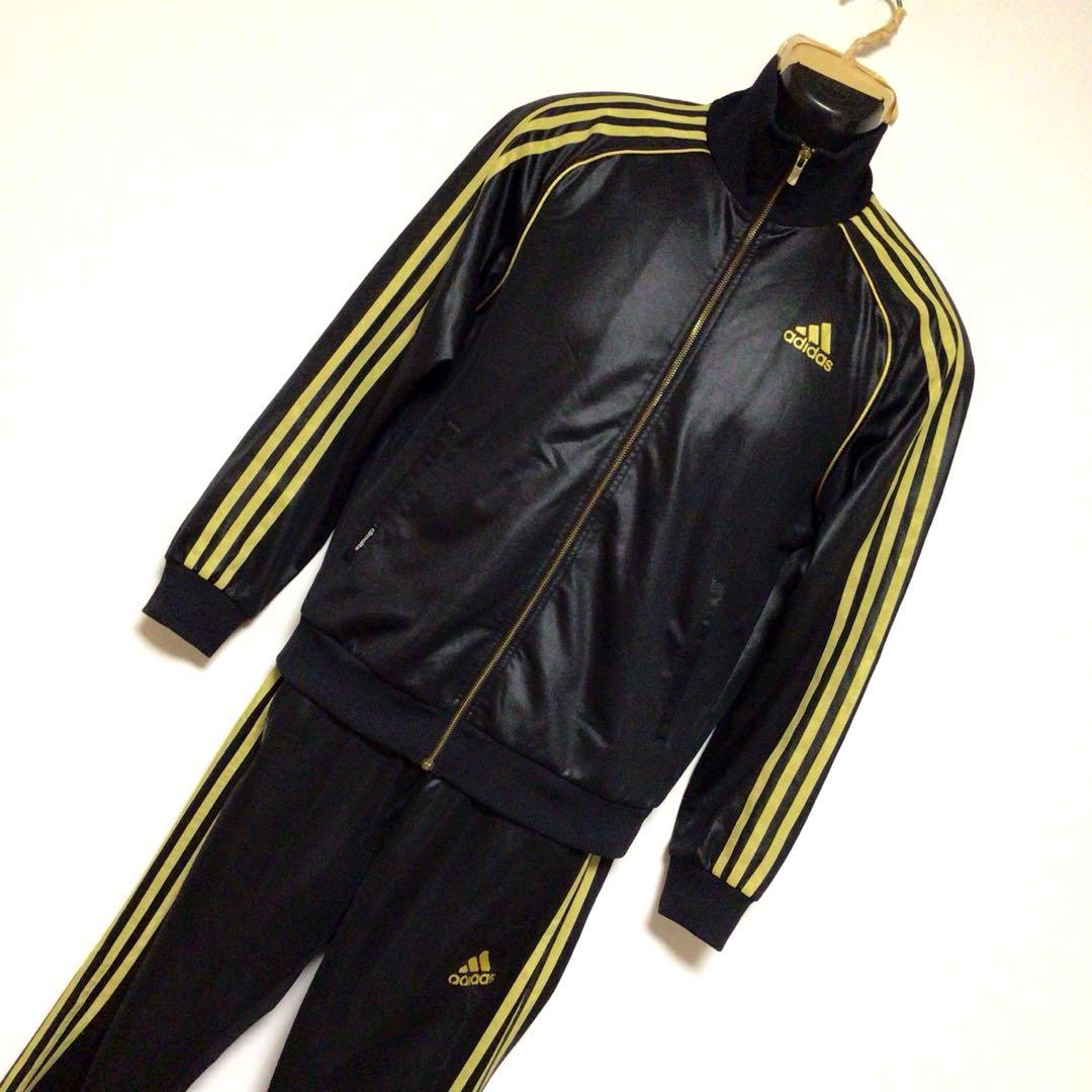 adidas セットアップジャージ 上下セット 黒金 M
