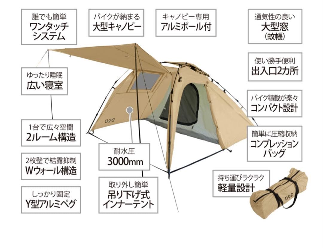 未使用　ライダーズバイクインテント T2-466-TN タン