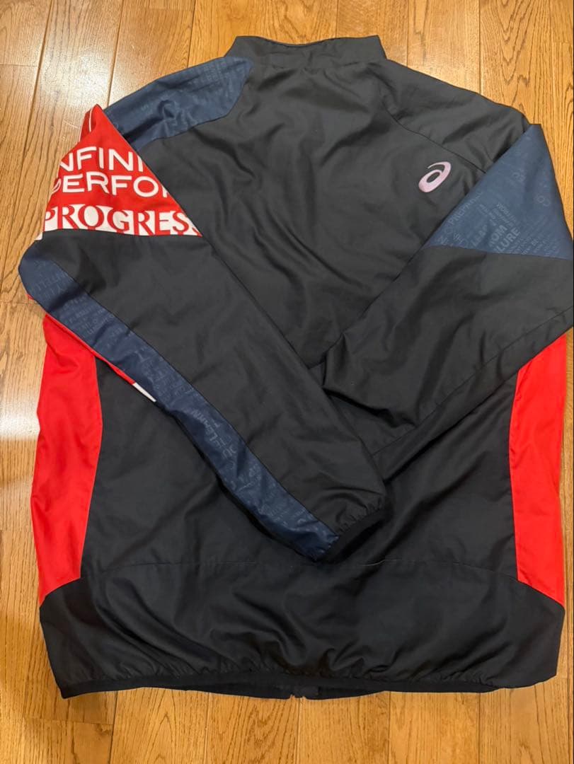 asics A77 AVi XAW720 ジャージ上下セット XL 黒/赤