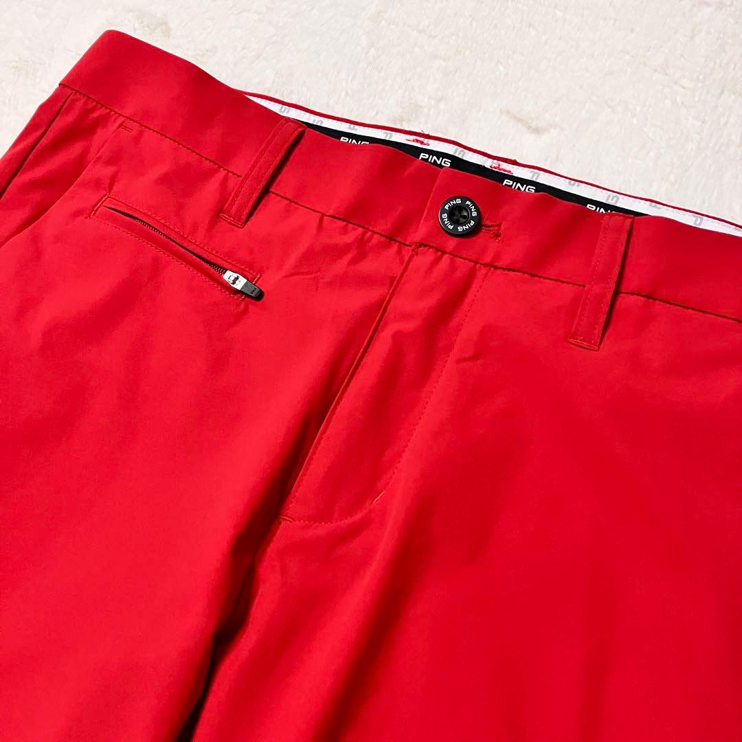 PING ゴルフパンツ 赤 ストレッチ メンズSサイズ　極美品