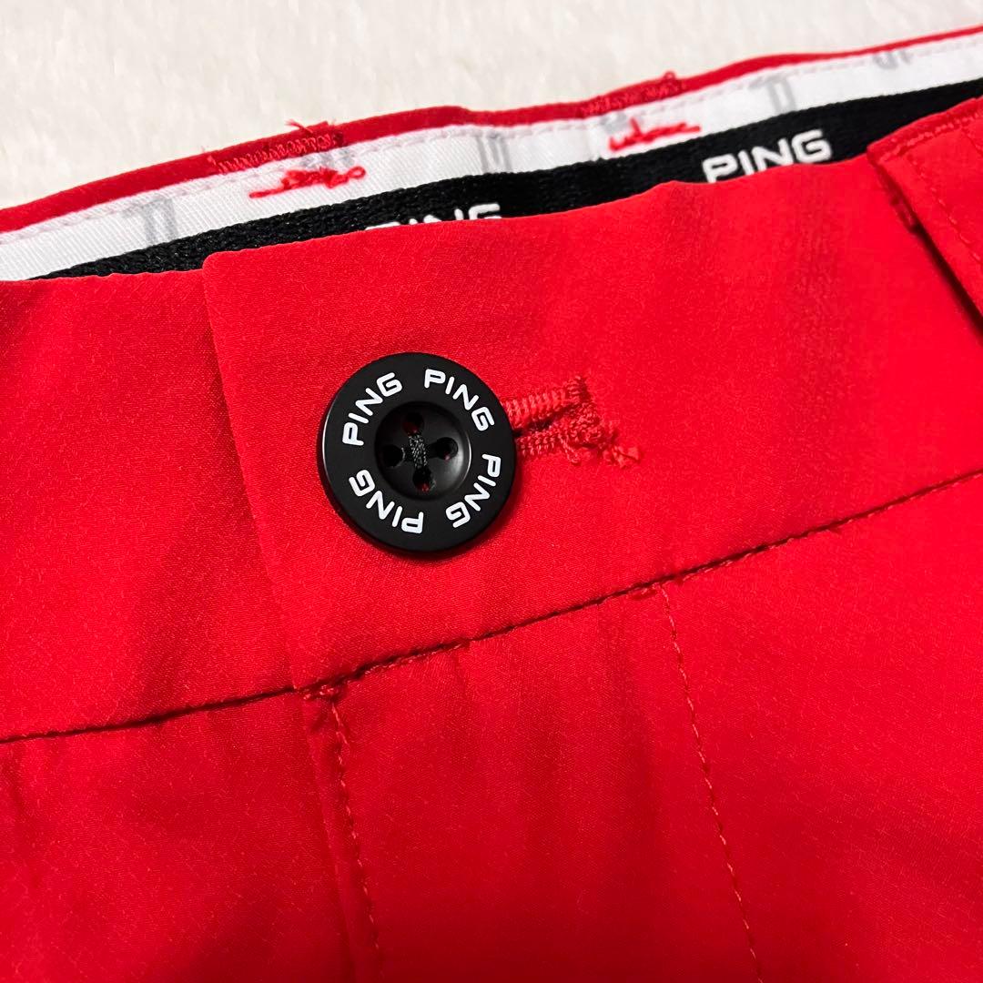 PING ゴルフパンツ 赤 ストレッチ メンズSサイズ　極美品