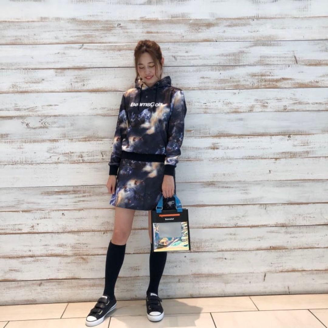 BEAMS GOLF ビームスゴルフ 宇宙プリントフード付きパーカー 総柄 M