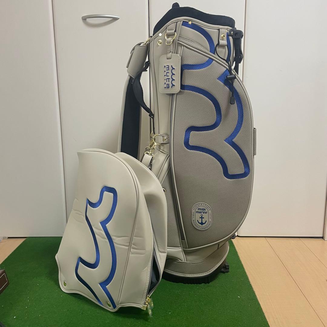 超美品 muta ムータ　キャディバッグ　ベージュ　ブルー