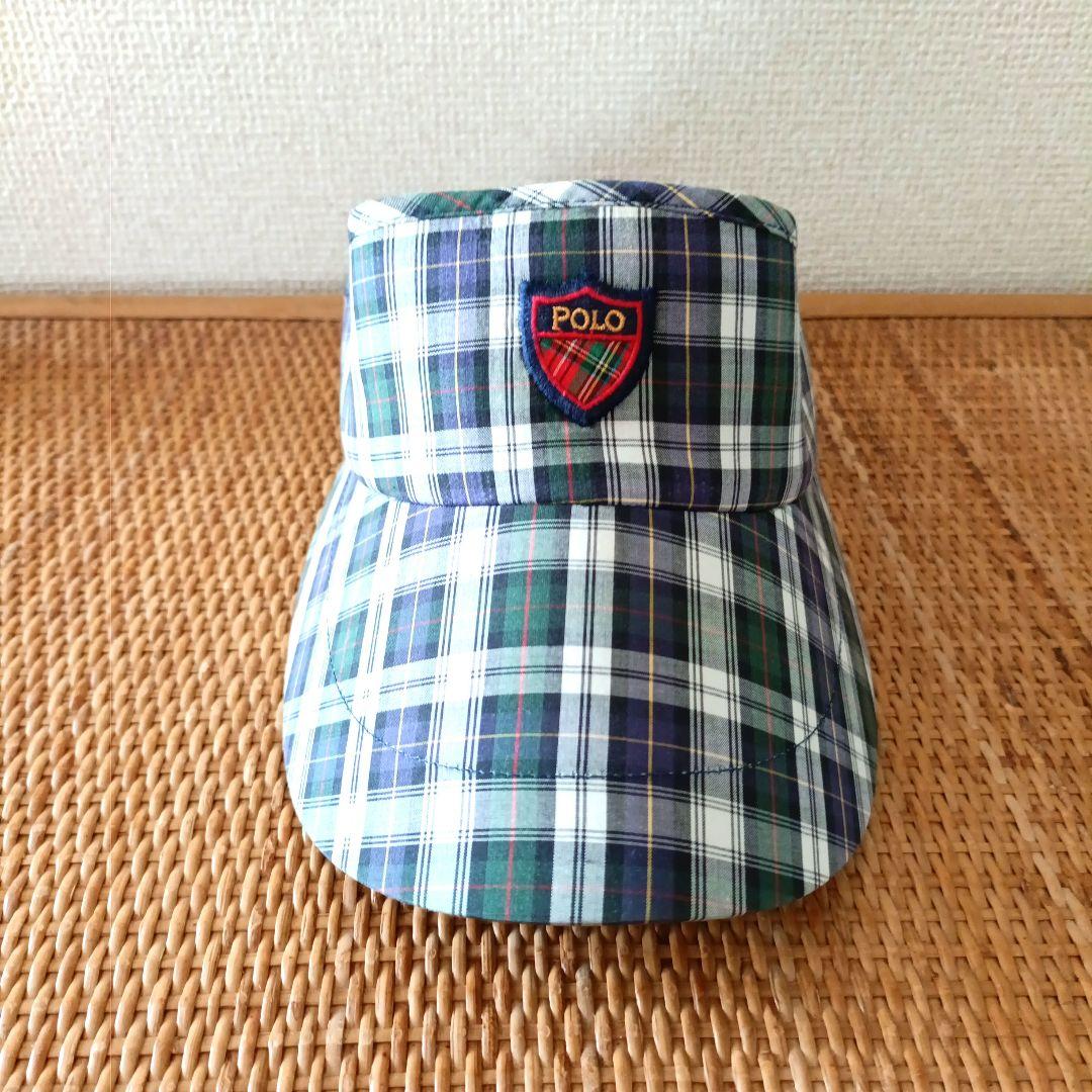 POLO GOLF RALPH LAUREN ワッペン刺繍チェック柄サンバイザー