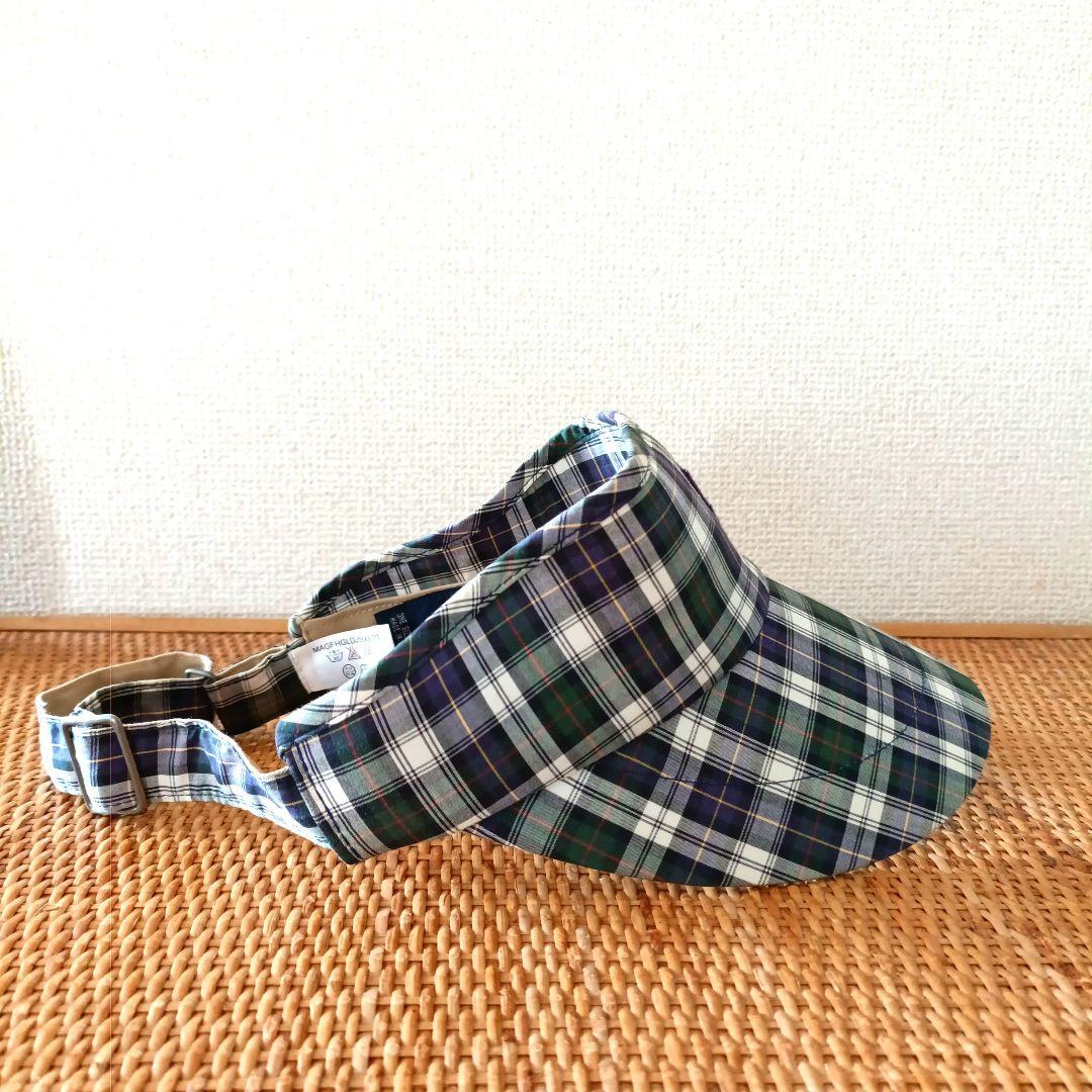 POLO GOLF RALPH LAUREN ワッペン刺繍チェック柄サンバイザー