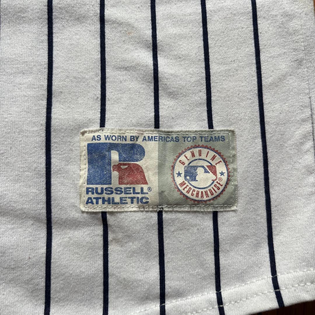 80's USA製　RUSSELL NYヤンキース　ベースボールシャツ L