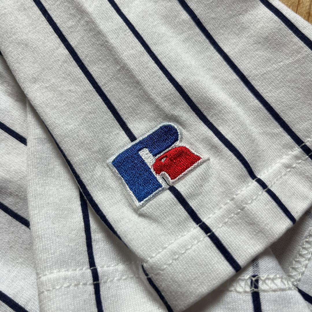 80's USA製　RUSSELL NYヤンキース　ベースボールシャツ L