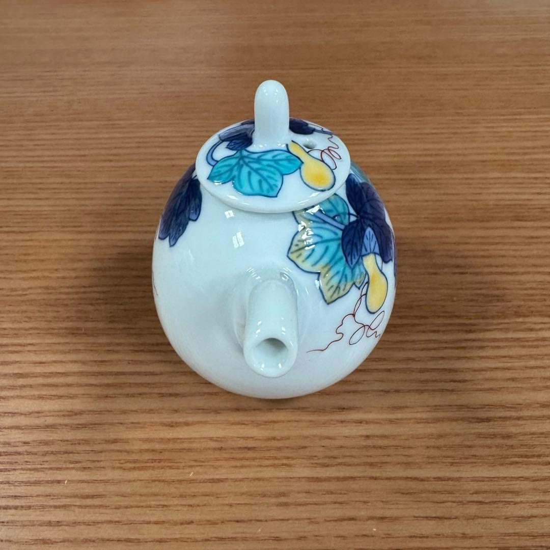 伊万里焼 畑萬陶苑：鍋島 瓢箪文 卵型醤油差し 台皿付☆