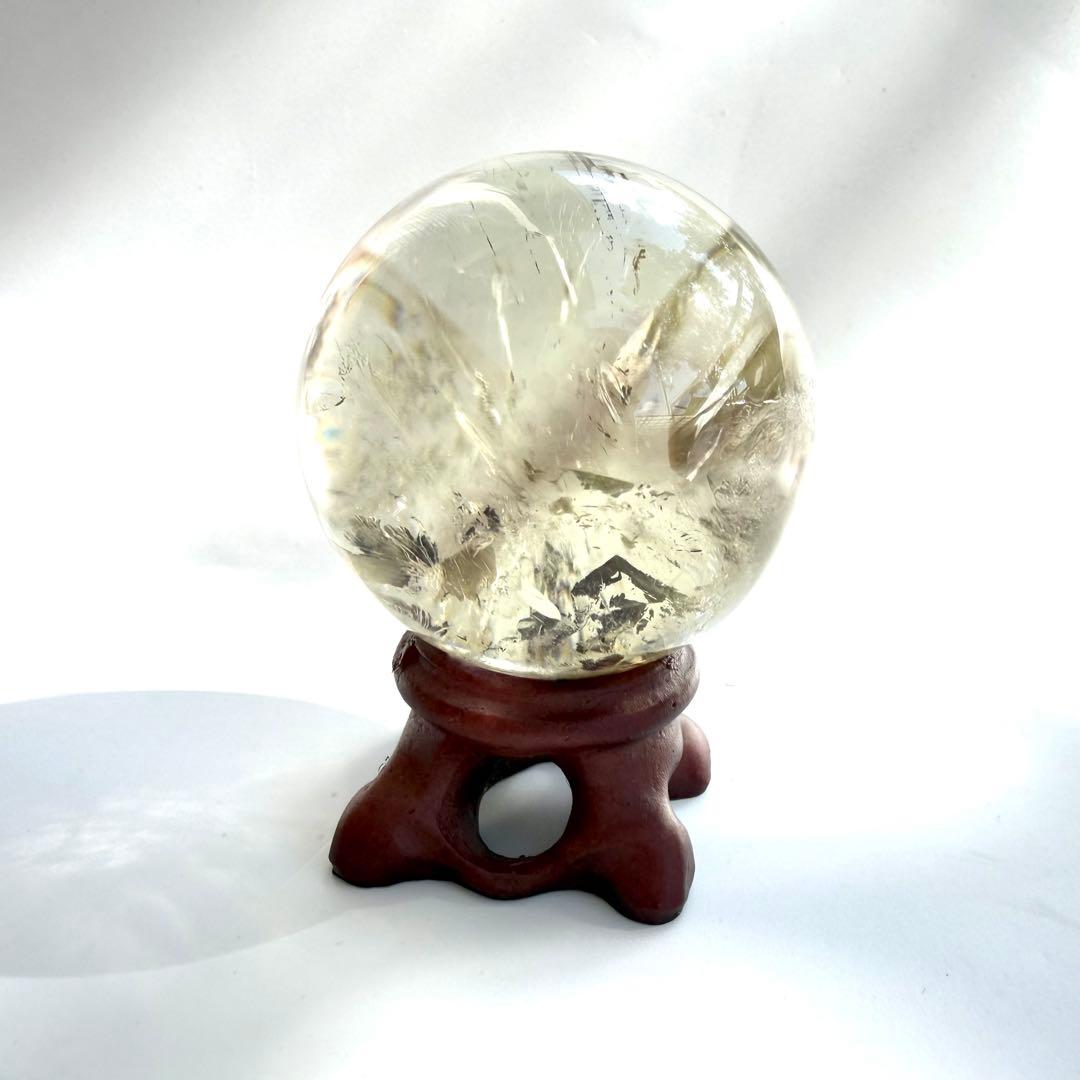 虹入り レインボー シトリン 黄水晶 丸玉 スフィア 42.1mm