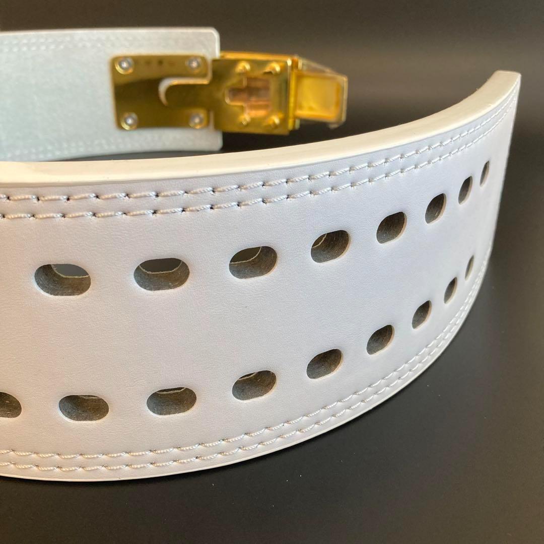 新品 パワーベルト レバーアクション Lサイズ ワンタッチ可変式　白×ゴールド