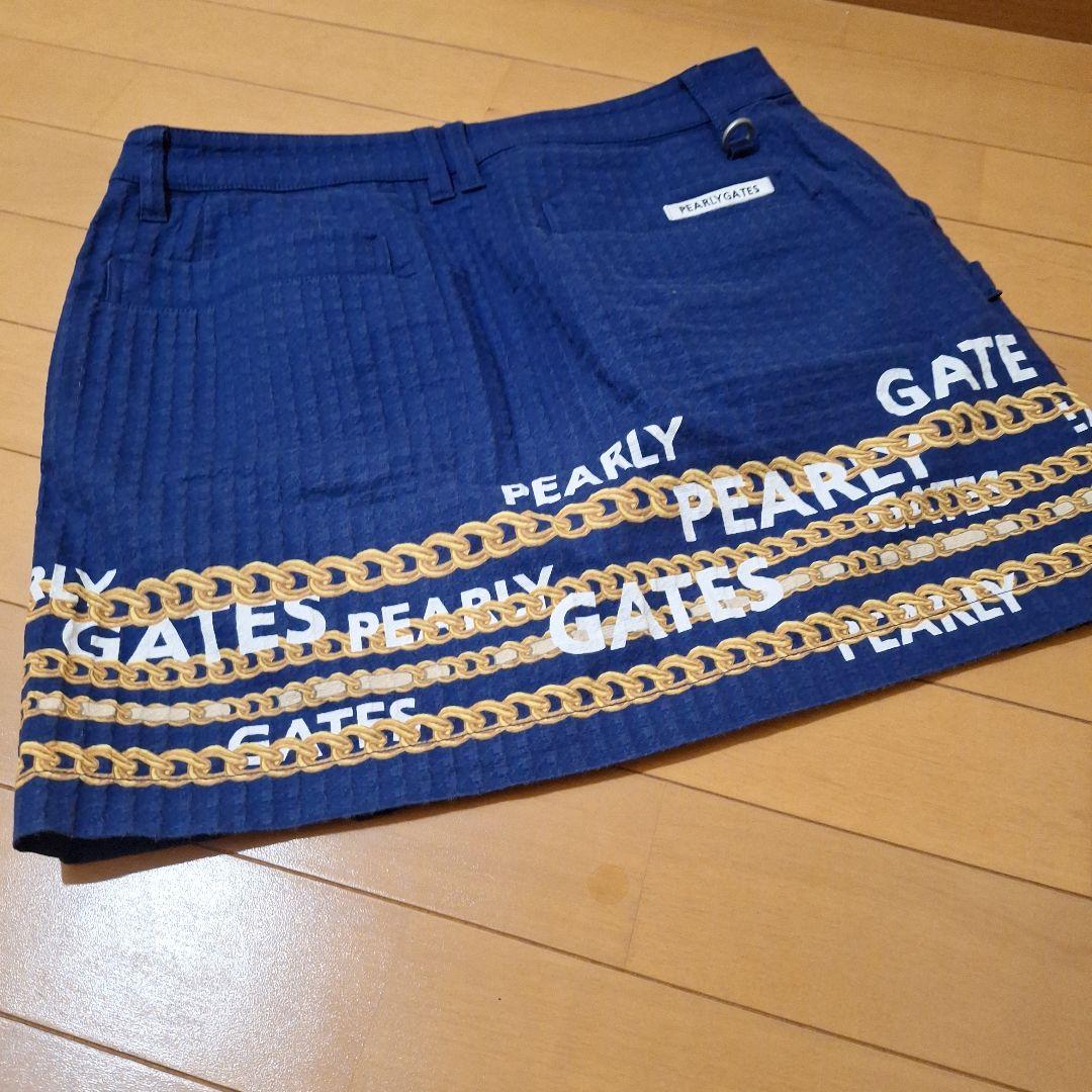 PEARLY GATES ネイビー チェーン柄 スカート サイズ2